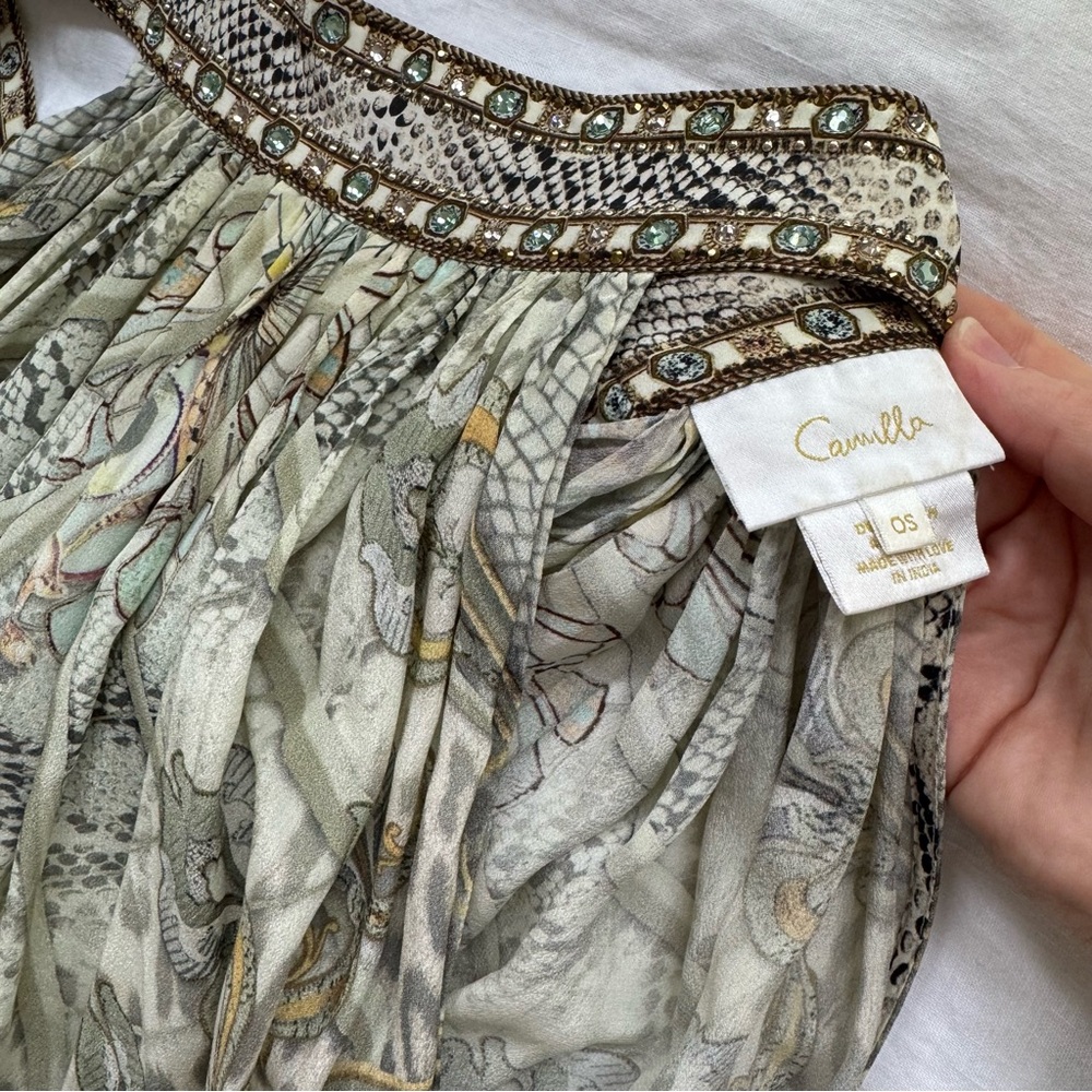 SOLD****Camilla Tie Neck Ivory Tower Tales Silk Dress - Picture 8 of 8